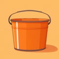 Flat image of a utility bucket on an orange background. Simple vector image of a utility bucket. Digital illustration.