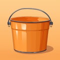 Flat image of a utility bucket on an orange background. Simple vector image of a utility bucket. Digital illustration.