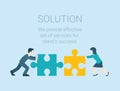 Flat infographic business solution concept connecting puzzle Royalty Free Stock Photo