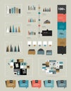 Flat infographic collection of charts, graphs, spe