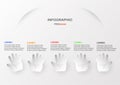 Flat infographic elements with hand on grey and white background Royalty Free Stock Photo