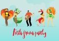 Flat Inscription Fiesta Party Vector Illustration.