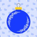 Flat insulated blue Christmas toy in the form of balls on a light background . Simple design for processing