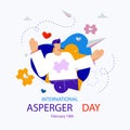 Flat international asperger day illustration Vector illustration.