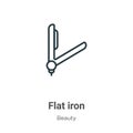 Flat iron outline vector icon. Thin line black flat iron icon, flat vector simple element illustration from editable beauty Royalty Free Stock Photo