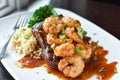 Flat Iron Steak with Shrimp Royalty Free Stock Photo