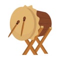 Flat Islamic Wooden Drum Illustration Royalty Free Stock Photo