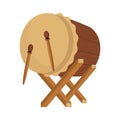 Flat Islamic Wooden Drum Illustration Royalty Free Stock Photo
