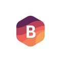 Flat isolated B letter logo hexagon shape sign company icon vector design