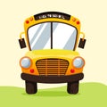 the flat isolated cartoon yellow school bus Royalty Free Stock Photo