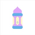 Flat isolated colorful ramadan kareem and eid mubarak lantern, pastel color, illustration and background vector