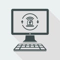 Computer alarm security - Vector flat icon