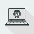 E-store open 7/24 full time - Vector flat icon Royalty Free Stock Photo