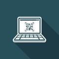 Qr code on laptop - Flat minimal icon Royalty Free Stock Photo