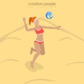 Flat isometric Beach Volleyball Female Player vect