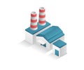 Concept 3d illustration modern warehouse and factory industrial minimalist building