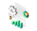 Flat isometric concept illustration. business analysis data ideas solutions Royalty Free Stock Photo