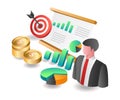 Flat isometric concept illustration. investment business income data analysis Royalty Free Stock Photo