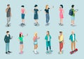 Flat isometric 3d casual people characters