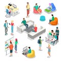 Flat isometric 3d casual people characters