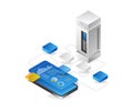 isometric 3d concept illustration smartphone analyst server application