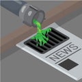 Flat isometric 3d Dirty Politics man liquid pipe