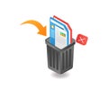 3d flat illustration of dumping data into application trash Royalty Free Stock Photo