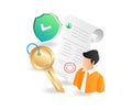 Flat isometric 3d flat illustration cooperation agreement letter security