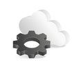 Flat isometric 3d illustration of gear and cloud server concept Royalty Free Stock Photo