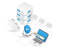 3d illustration security process send data to server