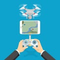 Flat isometric drone quadcopter smartphone tablet