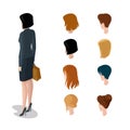 Flat isometric head types woman hair style constru