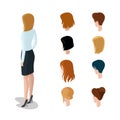 Flat isometric head types woman hair style constru