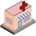 Flat Isometric hospital buildings Design