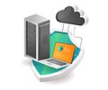 Flat isometric illustration concept. cloud server security analysis Royalty Free Stock Photo