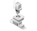 Flat isometric illustration concept. cnc milling machine head