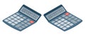 Flat isometric illustration of electronic calculator. Business, Royalty Free Stock Photo