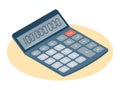 Flat isometric illustration of electronic calculator. Business w Royalty Free Stock Photo