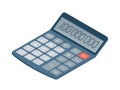 Flat isometric illustration of electronic calculator. Office workplace vector concept. Royalty Free Stock Photo