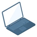 Flat isometric illustration of opened laptop. Portable computer Royalty Free Stock Photo