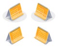 Flat isometric illustration of yellow paper desktop calendar. Vector concept Royalty Free Stock Photo