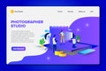 Flat Isometric Landing Page Website Template Photographer Studio