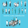 Flat isometric male female doctors nurse medic hea