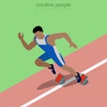 Flat isometric male runner vector illustration