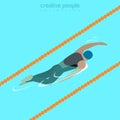 Flat isometric male swimmer vector illustration