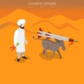 Flat isometric man carrot donkey missile vector 3d