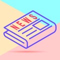 flat isometric newspaper vector icon on colorful pink and blue background Royalty Free Stock Photo