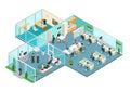 Flat 3d business isometric office interior vector