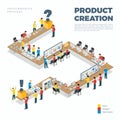 Flat isometric product creation process vector 3d