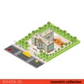 Flat isometric school vector illustration